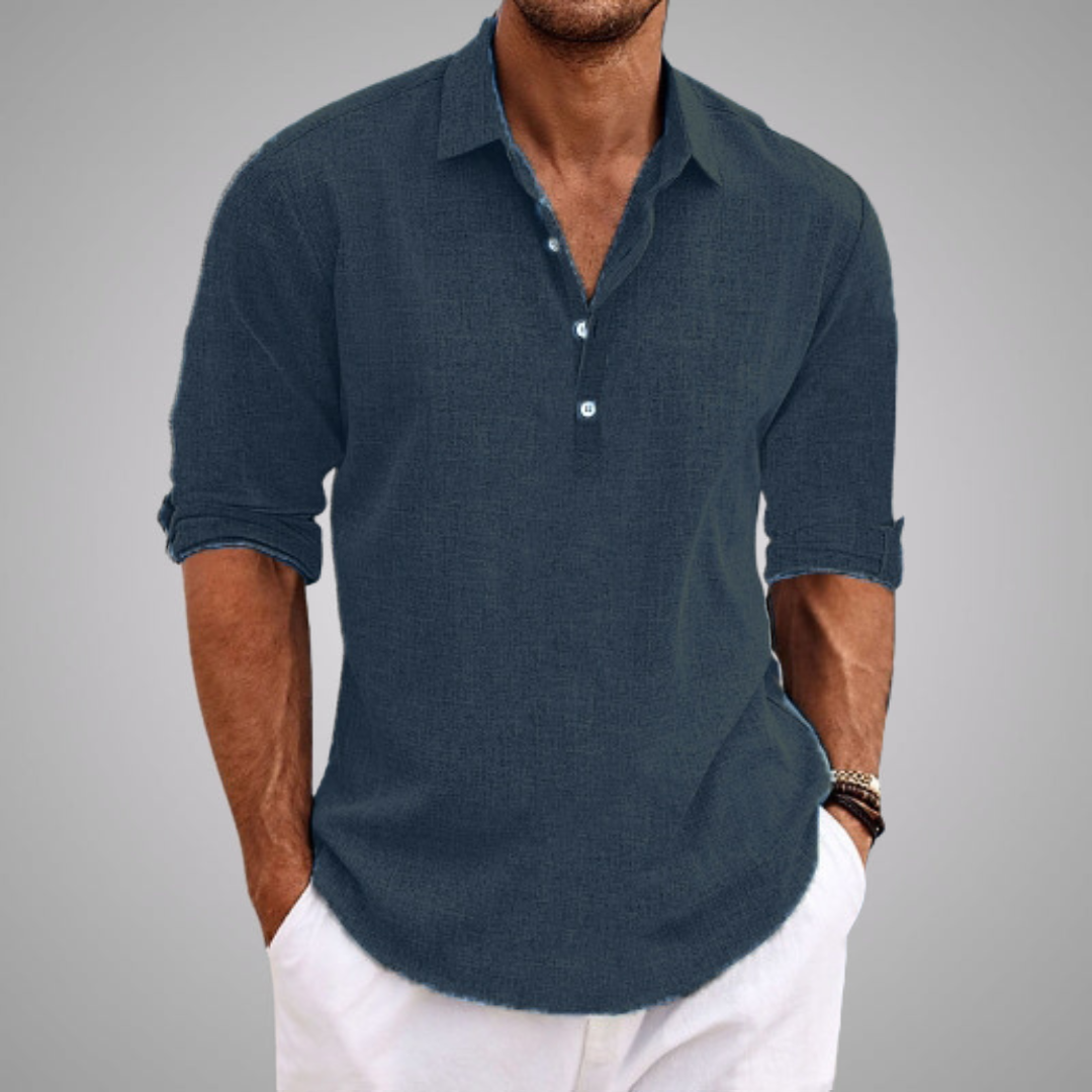 Casual popover shirt in navy