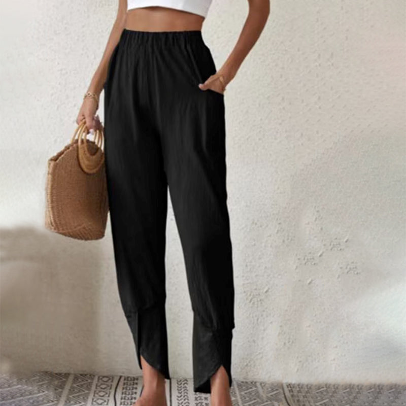 Lindsay™ | Slit-Hem Tapered Pants